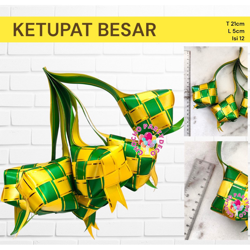 

KETUPAT IDUL FITRI Isi 12 / Ketupat Hiasan Parcel Lebaran / Hiasan Ketupat Pita Jepang