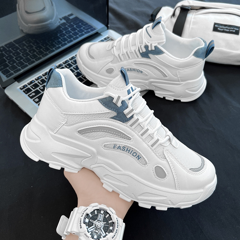 Sepatu pria berkualitas tinggi Sepatu kets Sepatu kasual Sepatu komuter Sepatu Pria Sol Tebal Putih 