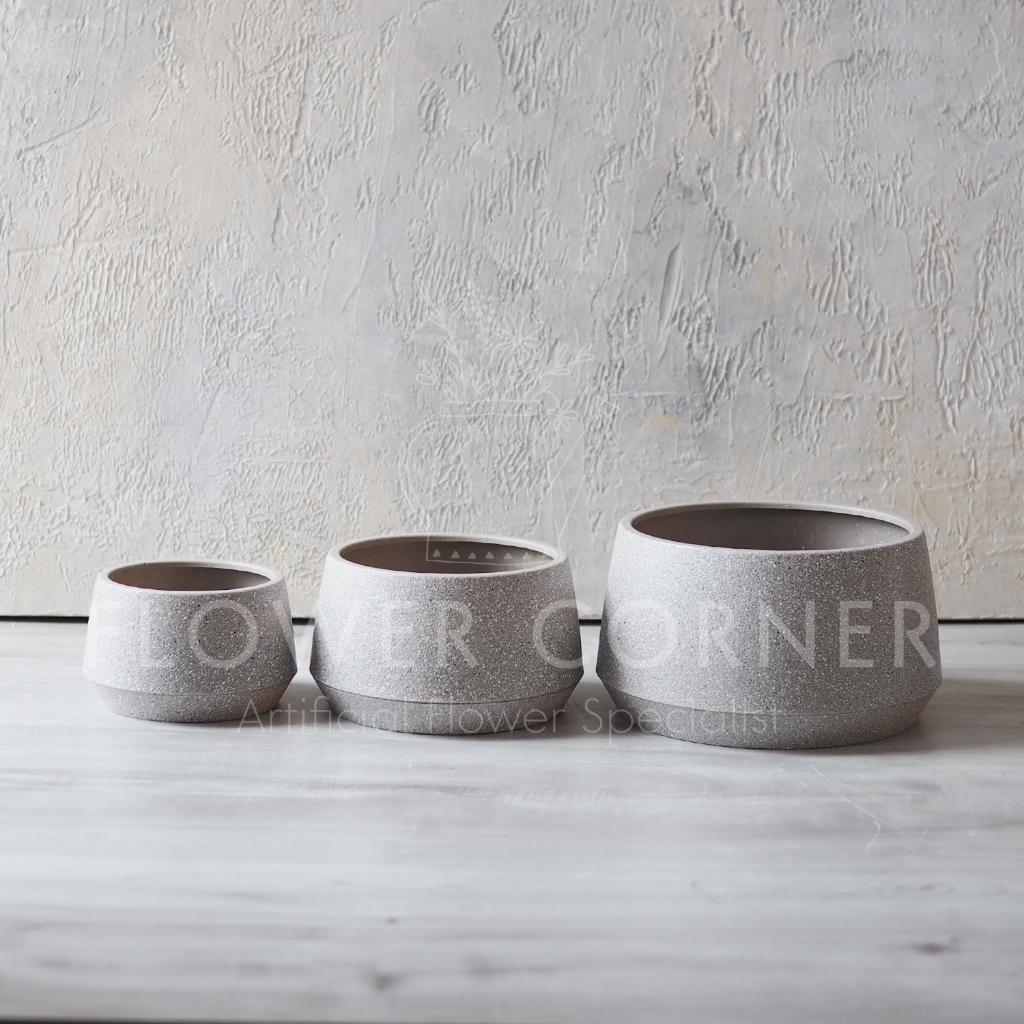 Vas Plastik Melamin Bowl with Cement-Like Texture Besar, Sedang, Kecil (V23014)