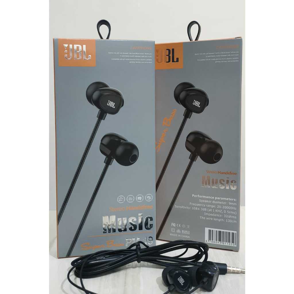 Handfree JBL PM-19 Stereo Handsfree Music Earphone JBL PM-19 Super Bass