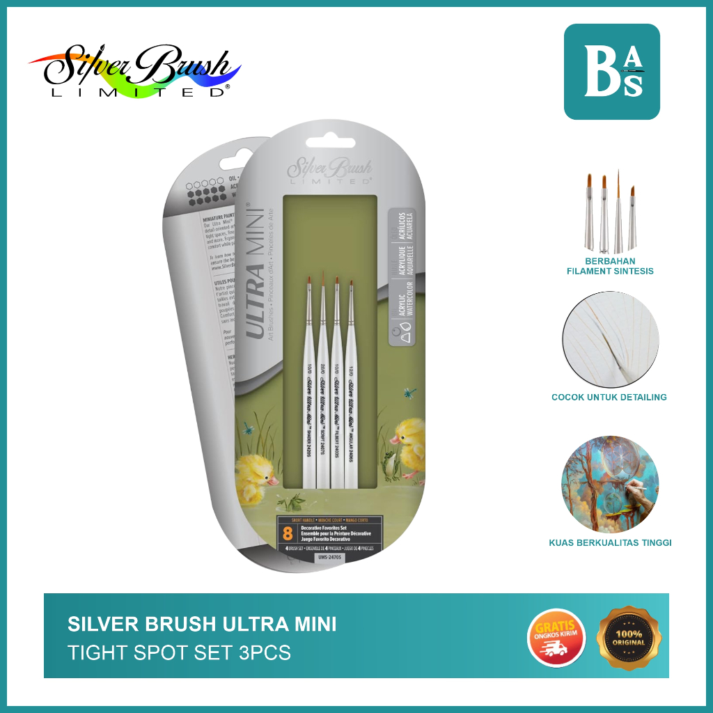 

SET KUAS LUKIS SILVER BRUSH ULTRA MINI DECORATIVE 4 PCS SET