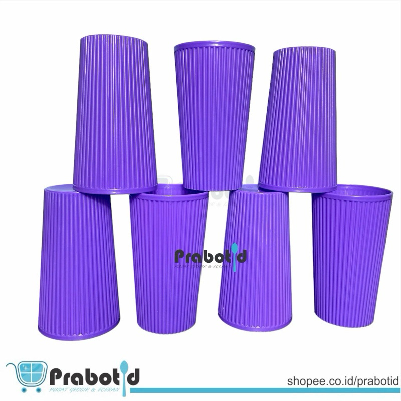 PRABOTID GELAS PLASTIK 400ML / GELAS PLASTIK BAMBU / GELAS PLASTIK LILAC / GELAS LUCU / GELAS ULIR W