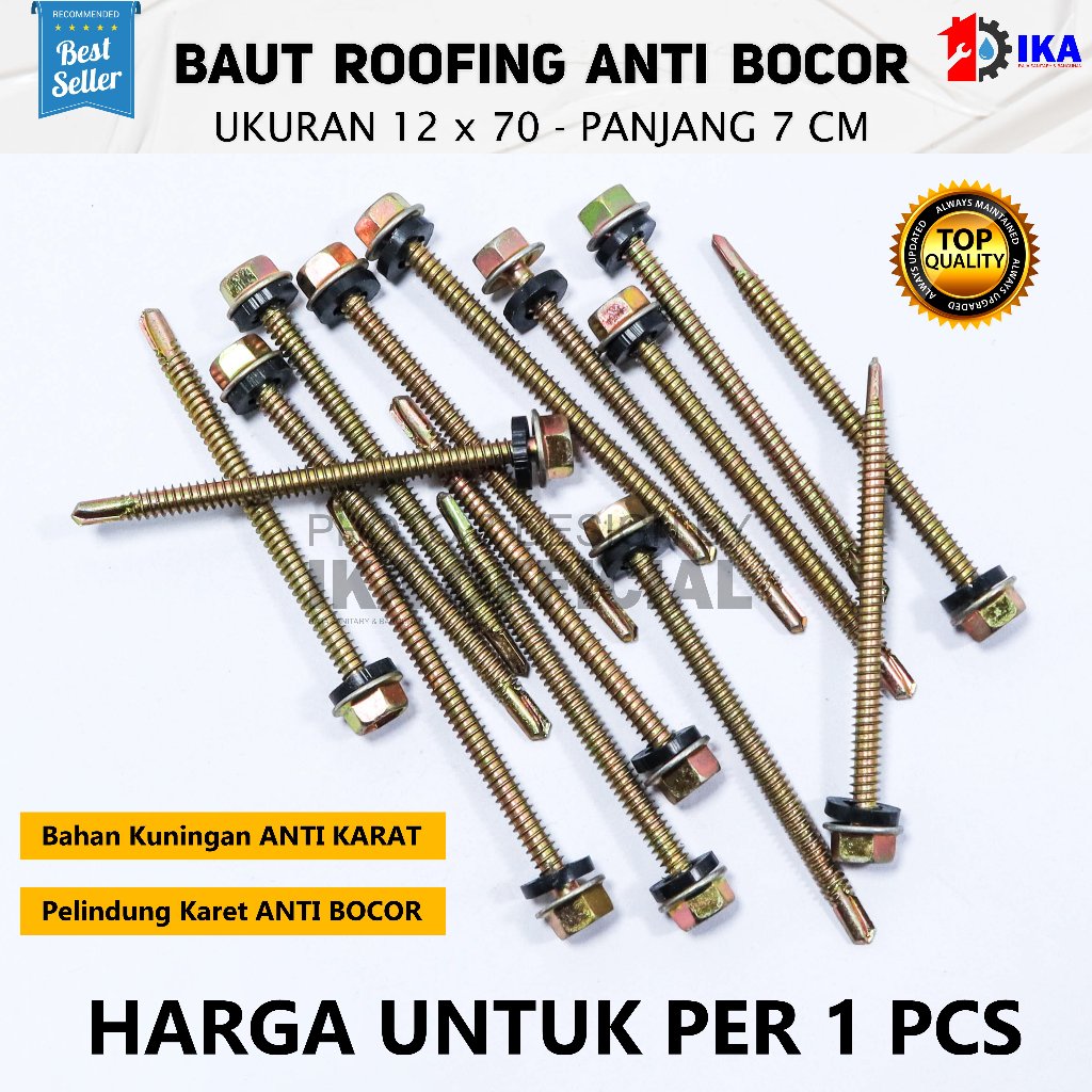 Baut baja ringan l baut Skrup Baja Ringan 12 x 70 ( 7 cm) Harga Termurah - Mild Steel Bolts  roofing