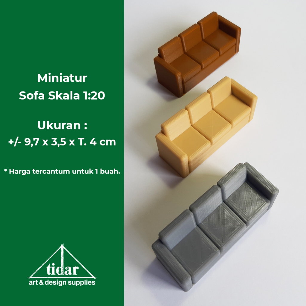

[MR] AN - Miniatur Sofa 3 Seat Skala 1:20 - Maket Kursi / Ruang Tamu / Keluarga
