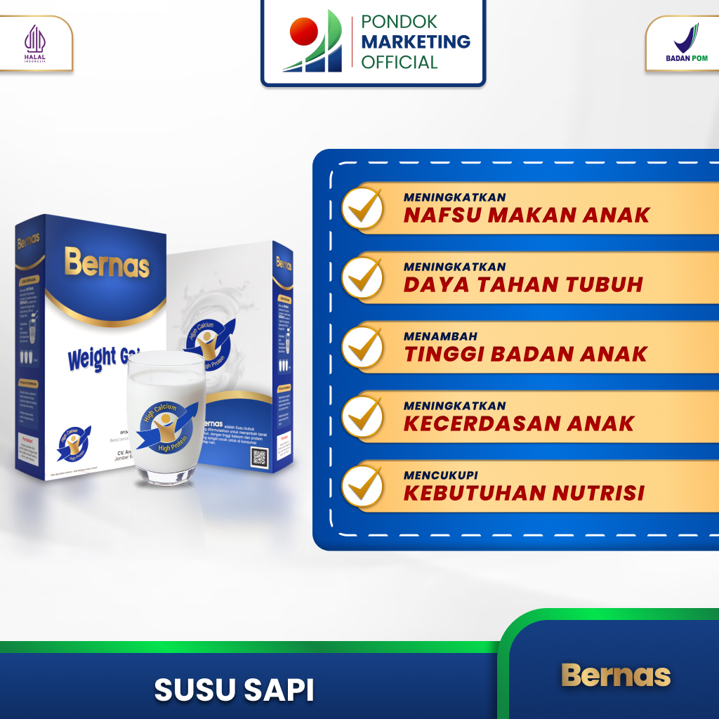 

BERNAS || Susu Gemuk, Tinggi Anak dan Penambah Nafsu Makan 100% ORI dari Pusat