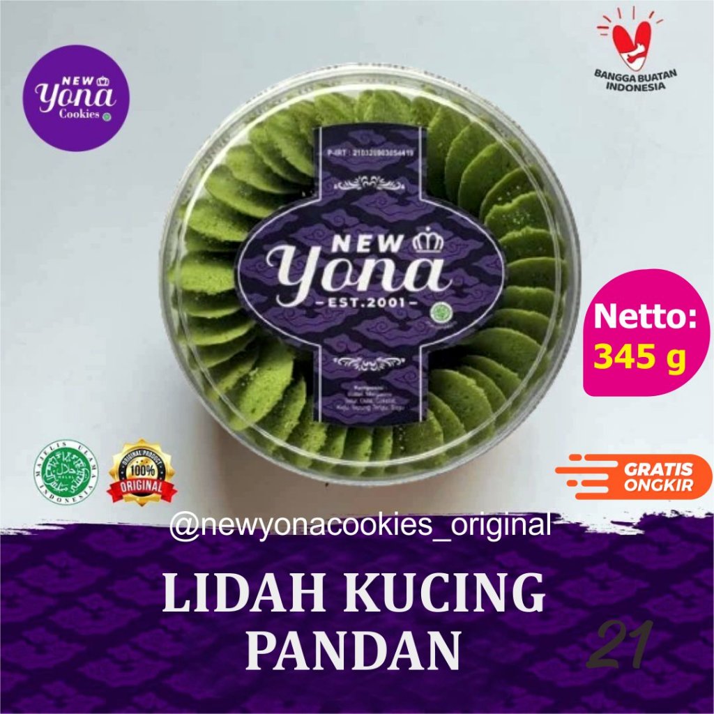 

[Ready] Kue Kering Lebaran New Yona Cookies - Lidah Kucing Pandan