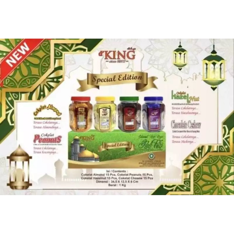 

Cokelat Bonibol Special Edition Paket Lebaran Idul Fitri D'King isi 4 toples coklat batang