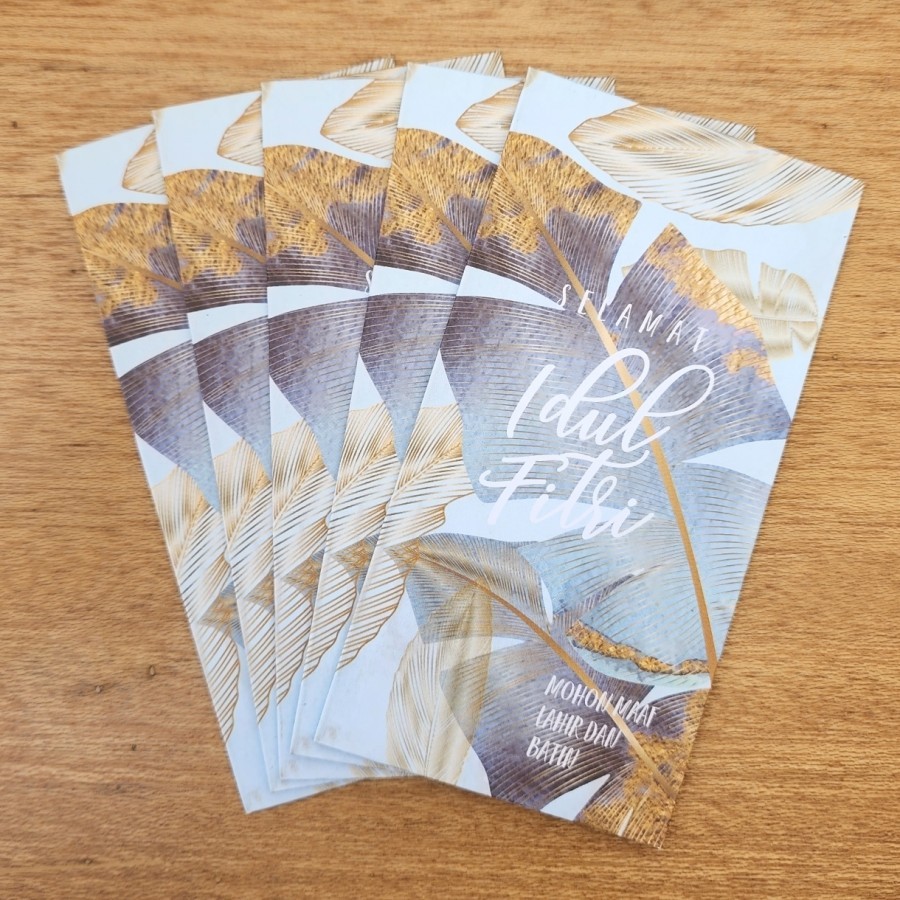 

Amplop lebaran idul fitri tebal isi 5 uang dilipat vintage daun G21