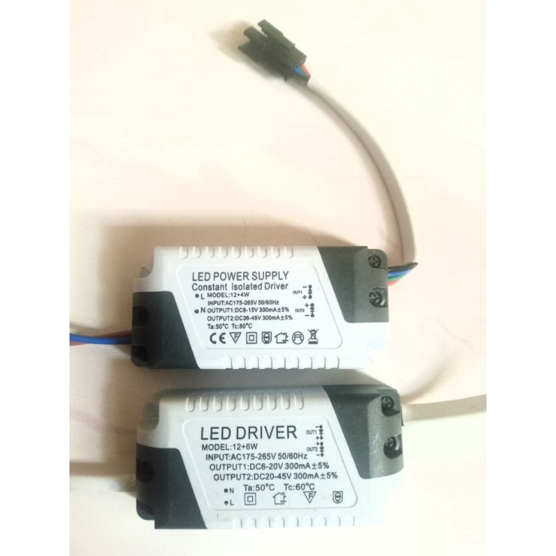 Driver lampu downlight panel 2 warna 12 + 4 watt / 12 + 6 watt power supply lampu led 2 warna