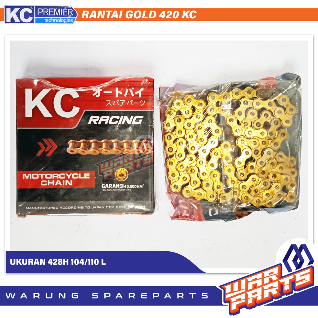 RANTAI 420 - 104 SUPRA X 125 KARISMA BLADE REVO ABSOLUTE FIT NEW MERK KC WARNA GOLD