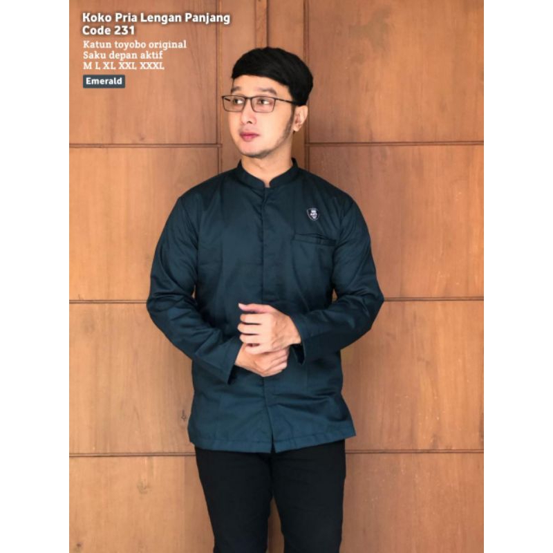 TERLARIS-COD Baju Koko Pria Polos Kode 231 - Koko Polos Pria Lengan Panjang - Baju Muslim Pria Terba