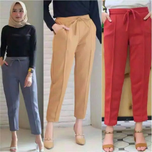 Celana Luna Cubit Bahan Scuba / Doty Pants Scuba Polos LUNA PANTS CUBIT WANITA DEWASA Bawahan Wanita