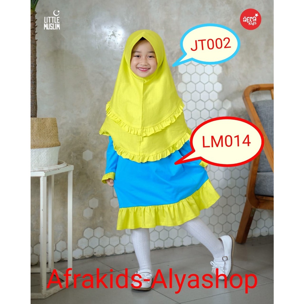 TUNIK LITTLE MUSLIM BIRU LM014 & JILBAB LITTLE MUSLIM YELLOW JT002 || LITTLE MUSLIM