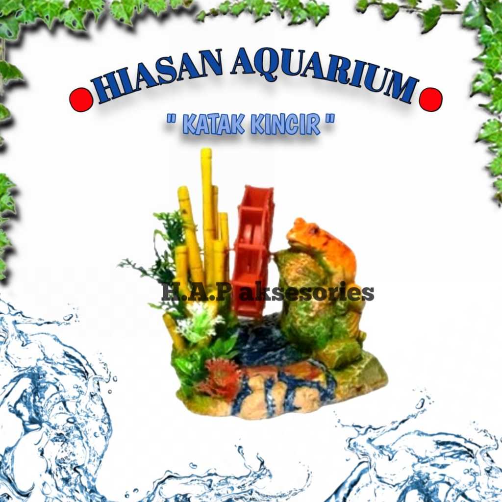 hiasan aquarium bambu katak kincir/ hiasan aquarium katak bambu kincir/ hiasan aquarium bambu katak