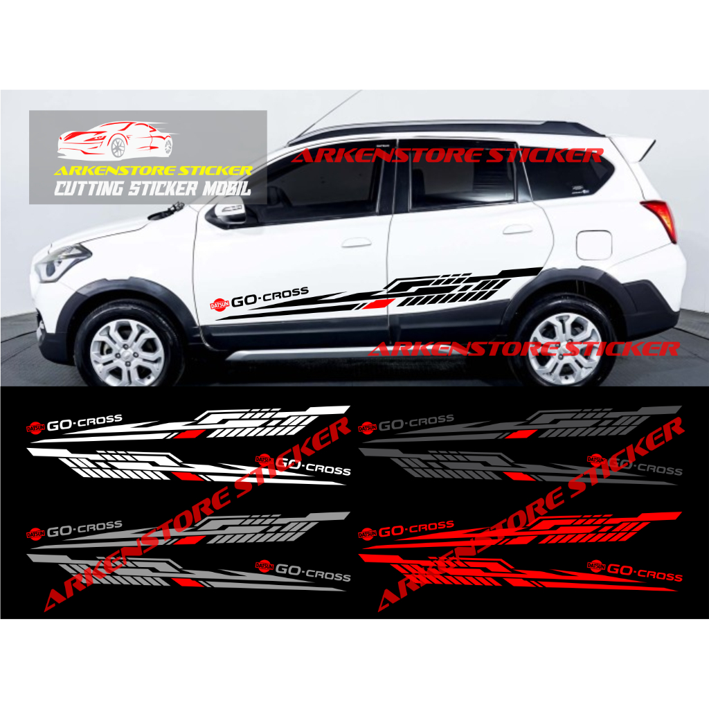 CUTTING STICKER MOBIL DATSUN CROSS STICKER STIKER MOBIL DATSUN GO + CROSS