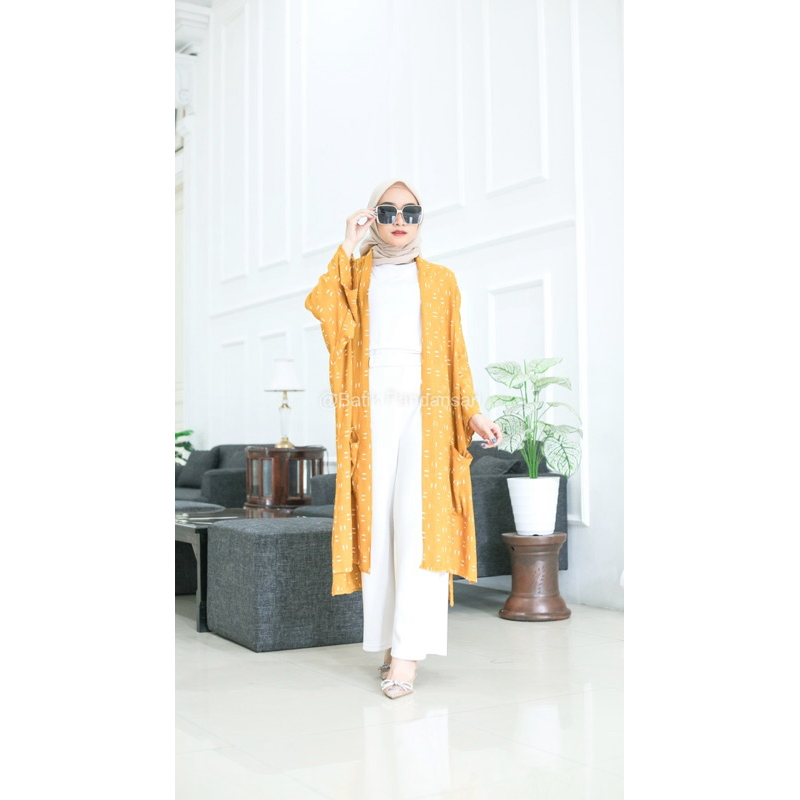 OUTER BATIK SYARI MOTIF GEDHEK KUNING BAHAN RAYON PARIS