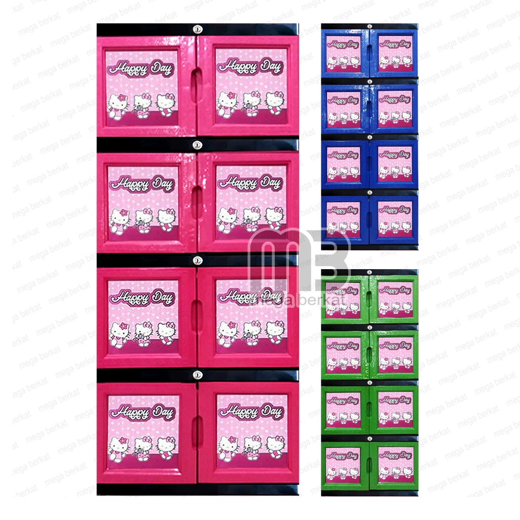 Lemari Plastik 4 Susun jumbo tingkat rak gantung baju kabinet pakaian full kunci excel portable FLW