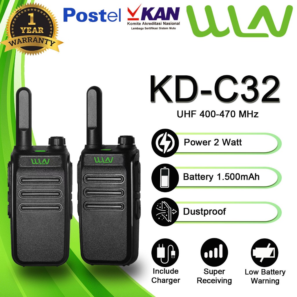 HT WLN KD-C32 BATERAI 1.500mAh  ( Frekuensi UHF) - ISI 2 PCS