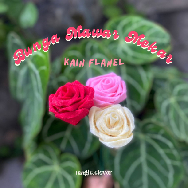 Bunga Mawar | Bunga Mawar Merah | Bunga Kain Flanel | Harga per 1 tangkai