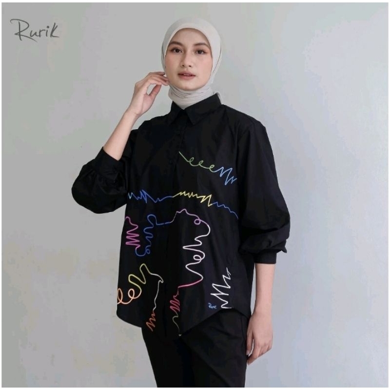 Rurik -Doodle Embroidery shirt black