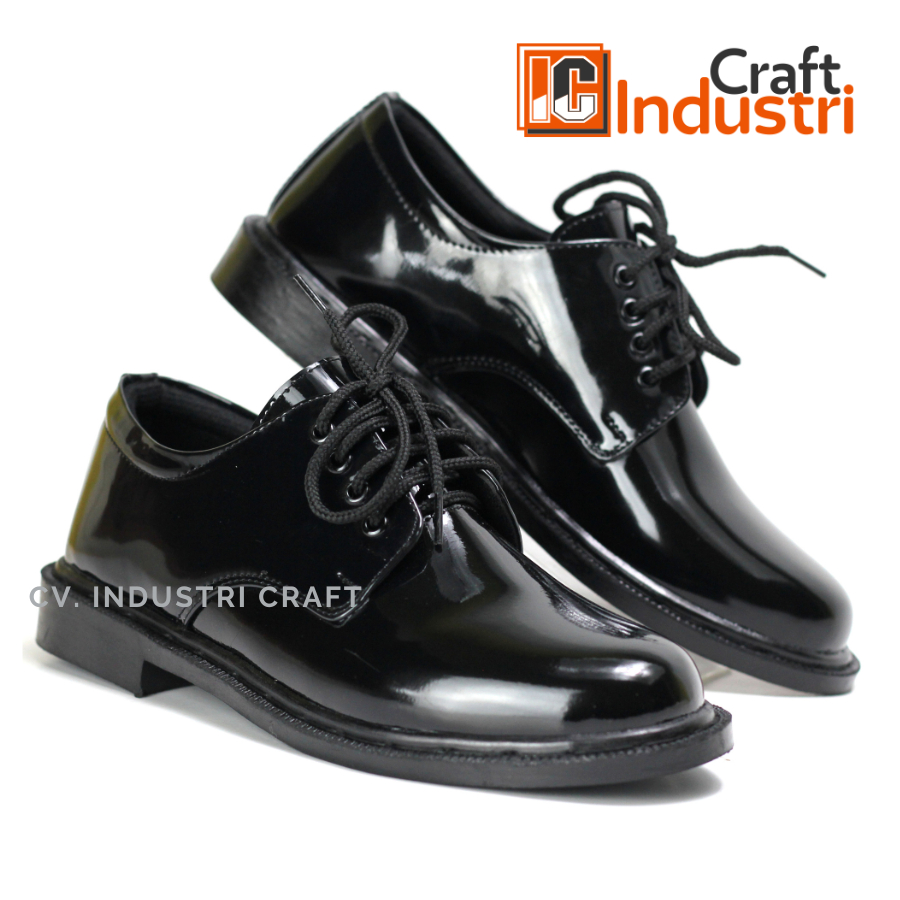 Sepatu PDH 01 TNI Pendek Kulit Asli Sepatu Dinas TNI Tali Satpam Security Sepatu Kerja Pria Bahan Ku