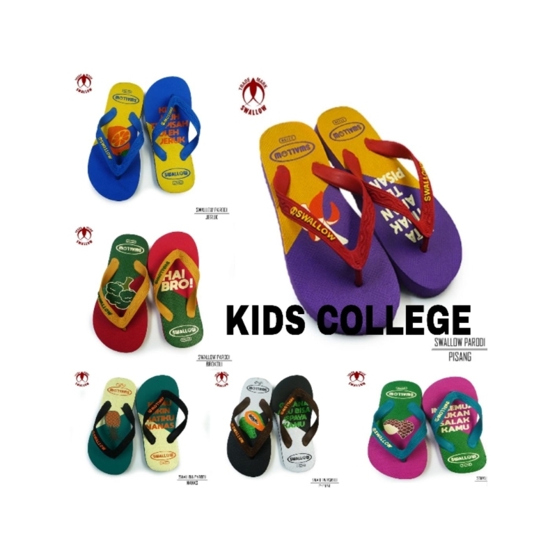 Sendal jepit swallow parodi wanita dan laki laki dewasa, asli swallow