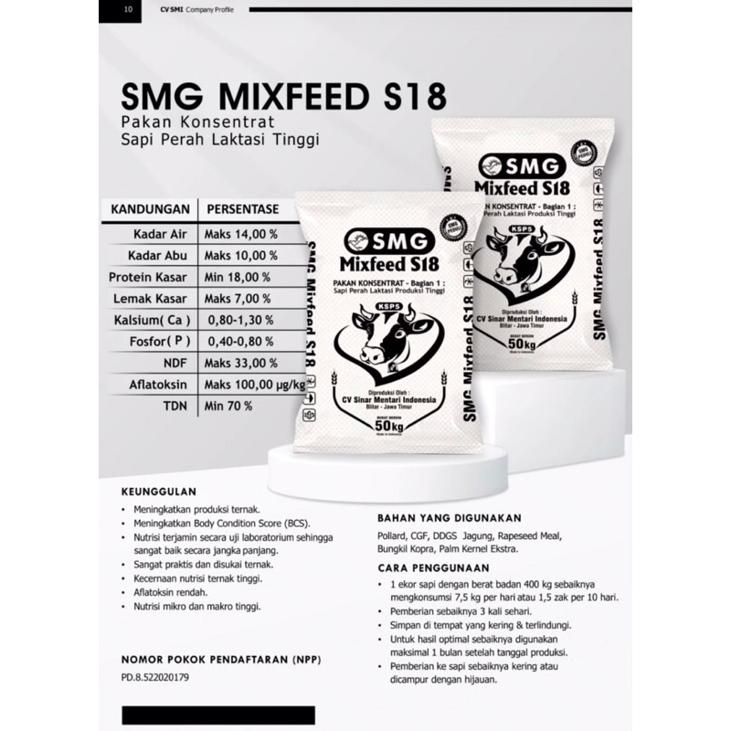 SMG Mixfeed S18 Kosentrat Sapi Kambing Perah dan Penggemukan