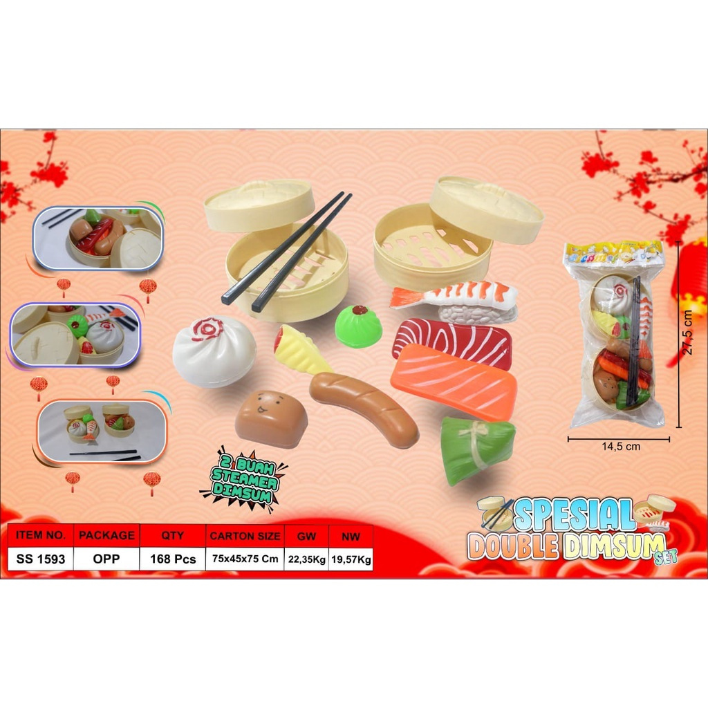 OBRAL MAINAN ANAK SPESIAL DOUBLE DIMSUM / DELICIUS FOOD MAKANAN JEPANG SUSHI LUCU - SS 1593