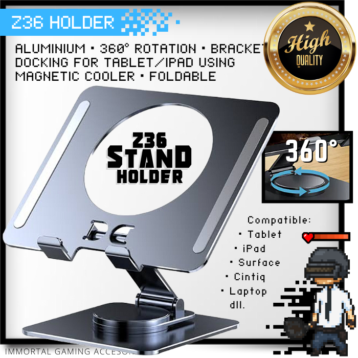 [IM] Z36 Aluminium Stand Holder Penyangga untuk iPad Tablet Bracket Docking Foldable Folding Cooler 