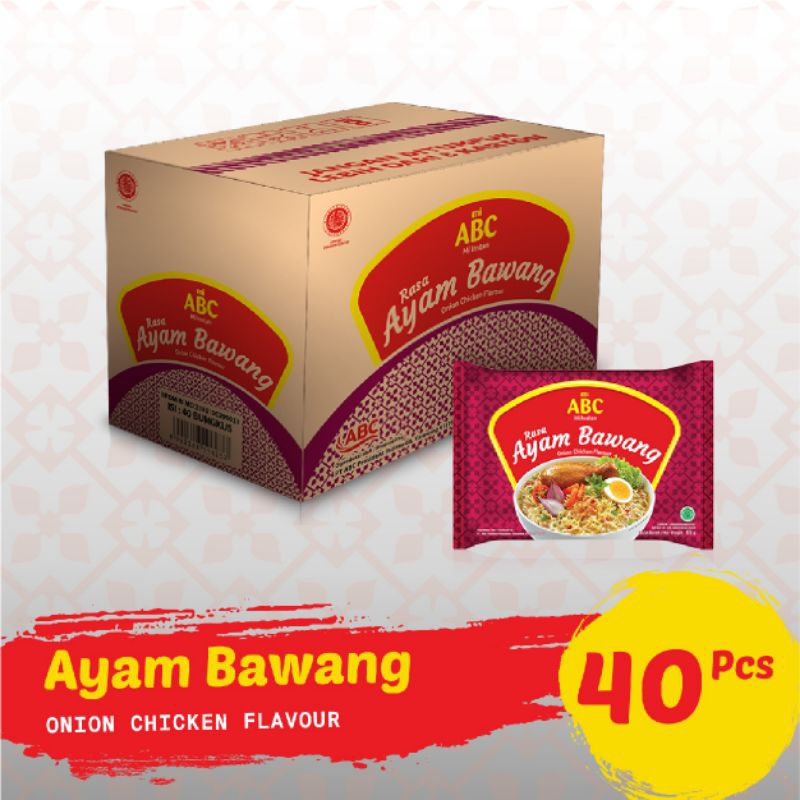 

MIE INSTAN ABC RASA AYAM BAWANG ISI 40PCS X 70GR - mi kuah - PER KARTON
