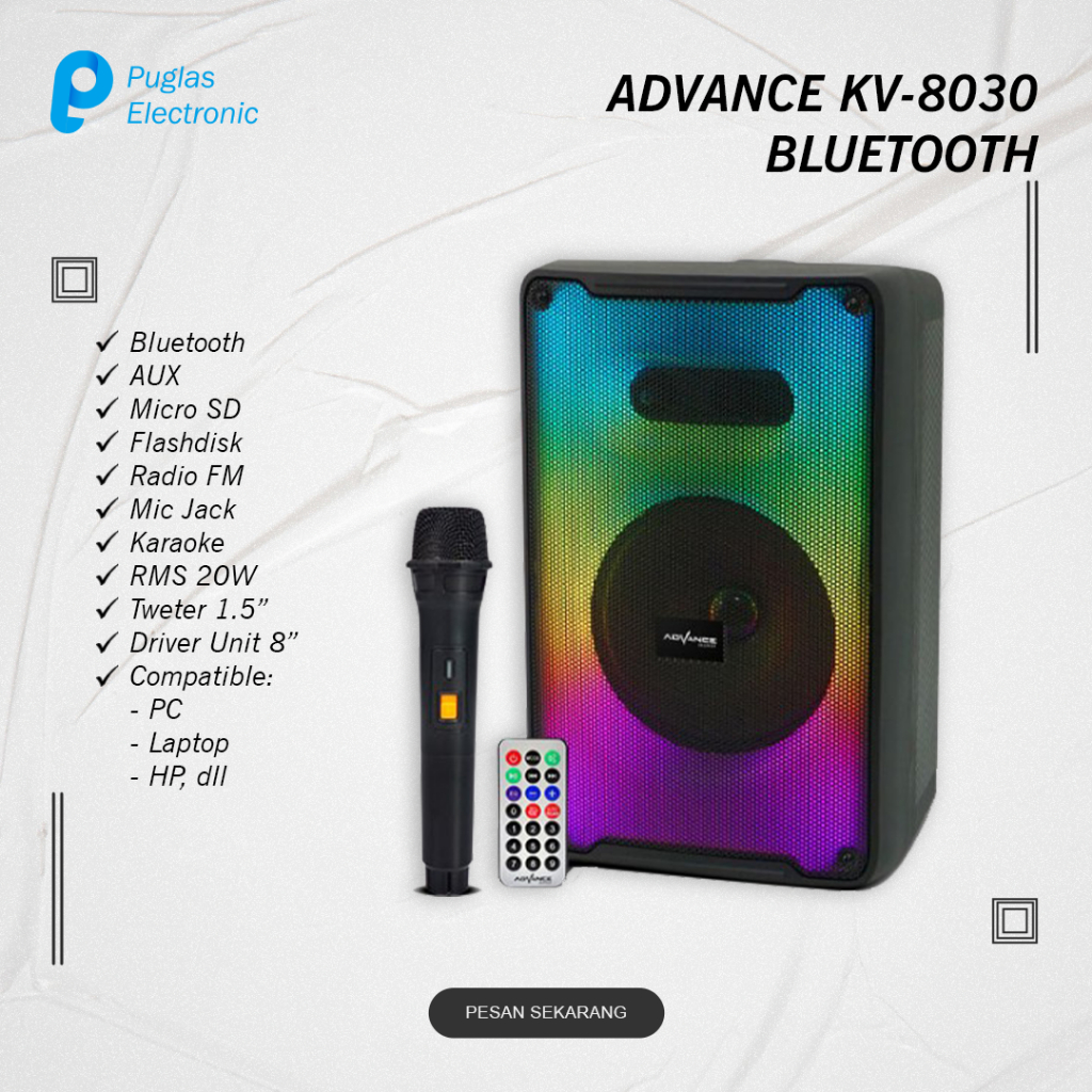 Speaker Bluetooth Advance KV-8030 Karaoke PC Komputer Laptop HP TV