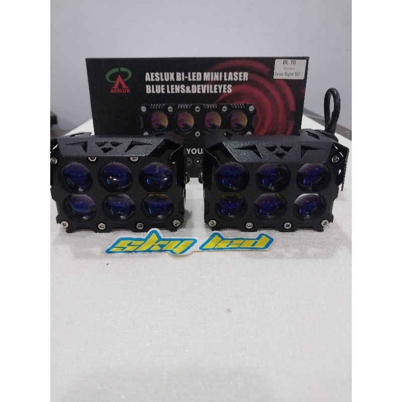 SQL 6 MATA AESLUX BL 70 | LAMPU SOROT MINI LASER GUN SQL 6 MATA AESLUX BL 70 BLUE LENS 70 W X 2 140 
