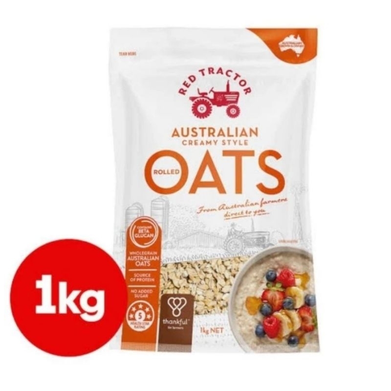 

RED TRACTOR Australian Oat Instant Rolled Oats Organic Creamy Style Roll Oat 1kg 1000g Gandum Australia