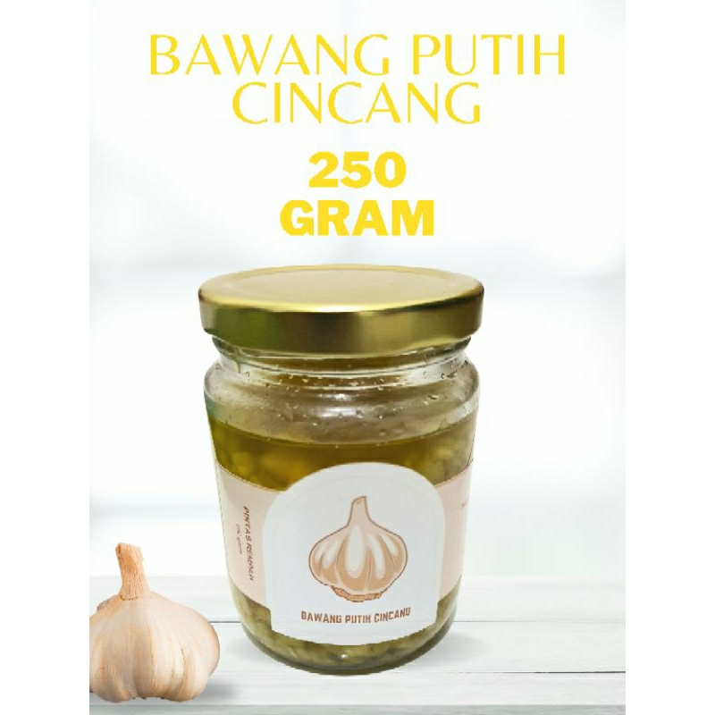 

Bawang Putih Cincang extra minyak sawit dan minyak wijen