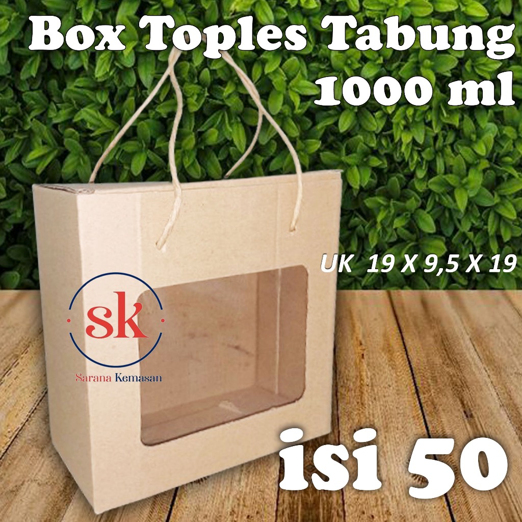 Box Toples Tabung 1000 ml isi 2 Toples Kue Kering 19x9,5,19 (ISI 50)