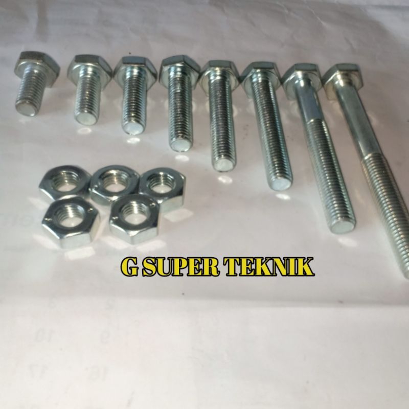 Baut 17 Drat Halus M10 Putih Murah dan Berkualitas