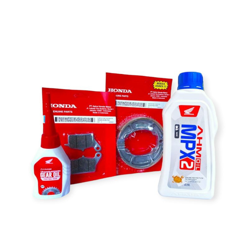 PAKET KAMPAS REM DEPAN BELAKNG+OLI GARDAN+OLI MPX2 AHM HONDA BEAT VARIO SCOOPY SPACY ORIGINAL