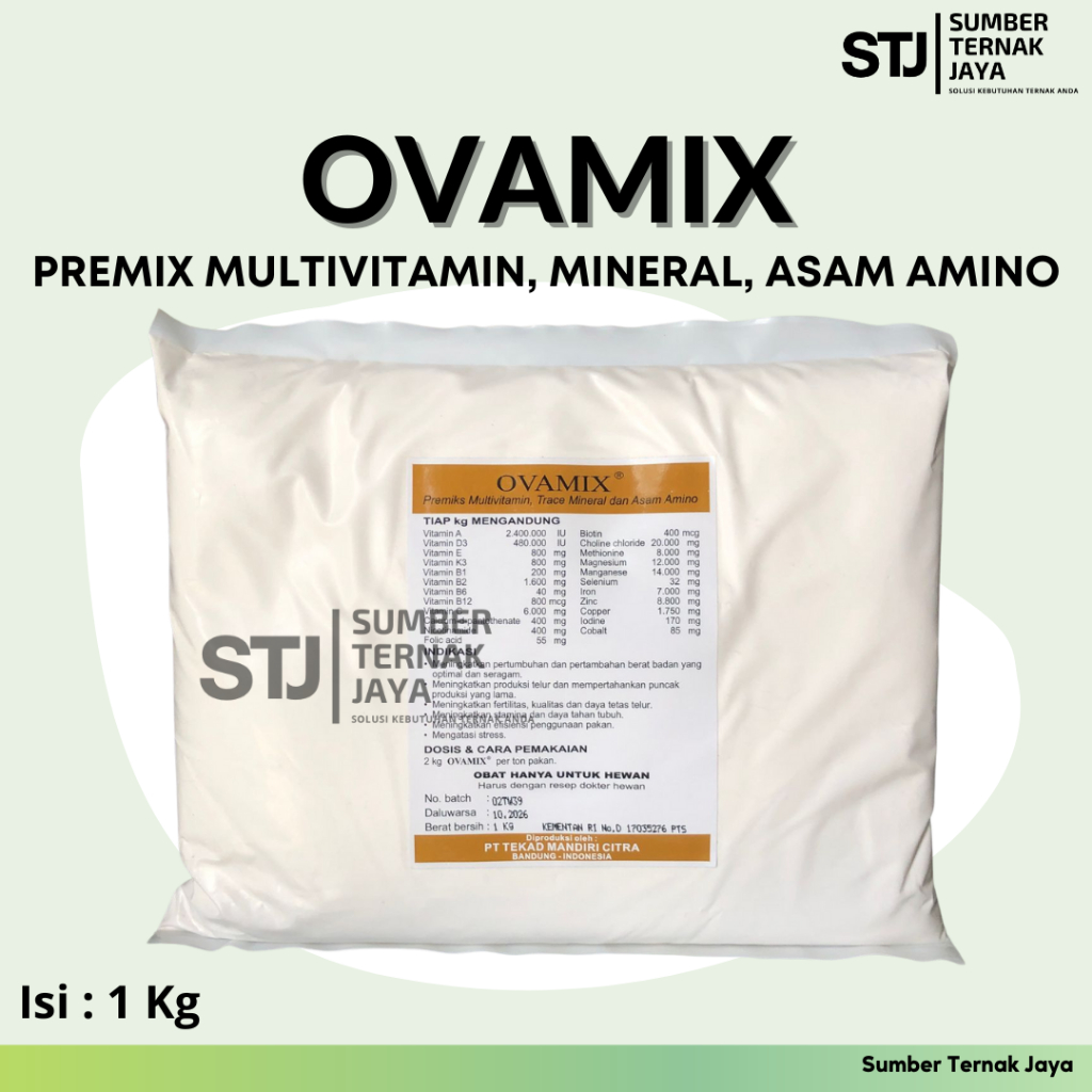 Ovamix kemasan 1 kg Premix Ayam Multivitamin Trace Mineral dan Asam Amino Premiks