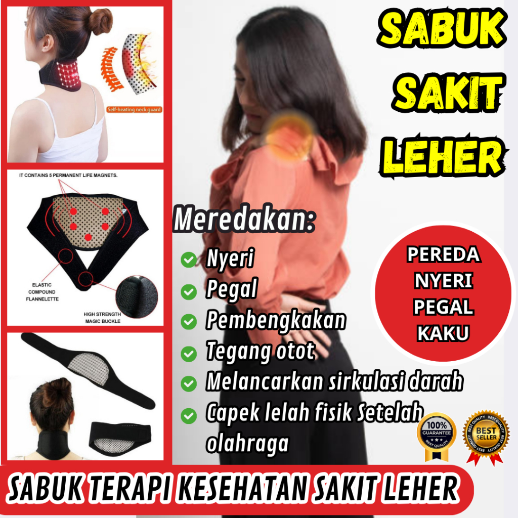 Pereda Sakit Leher Sabuk Terapi Tormaline Magnetic Redakan Kaku Leher