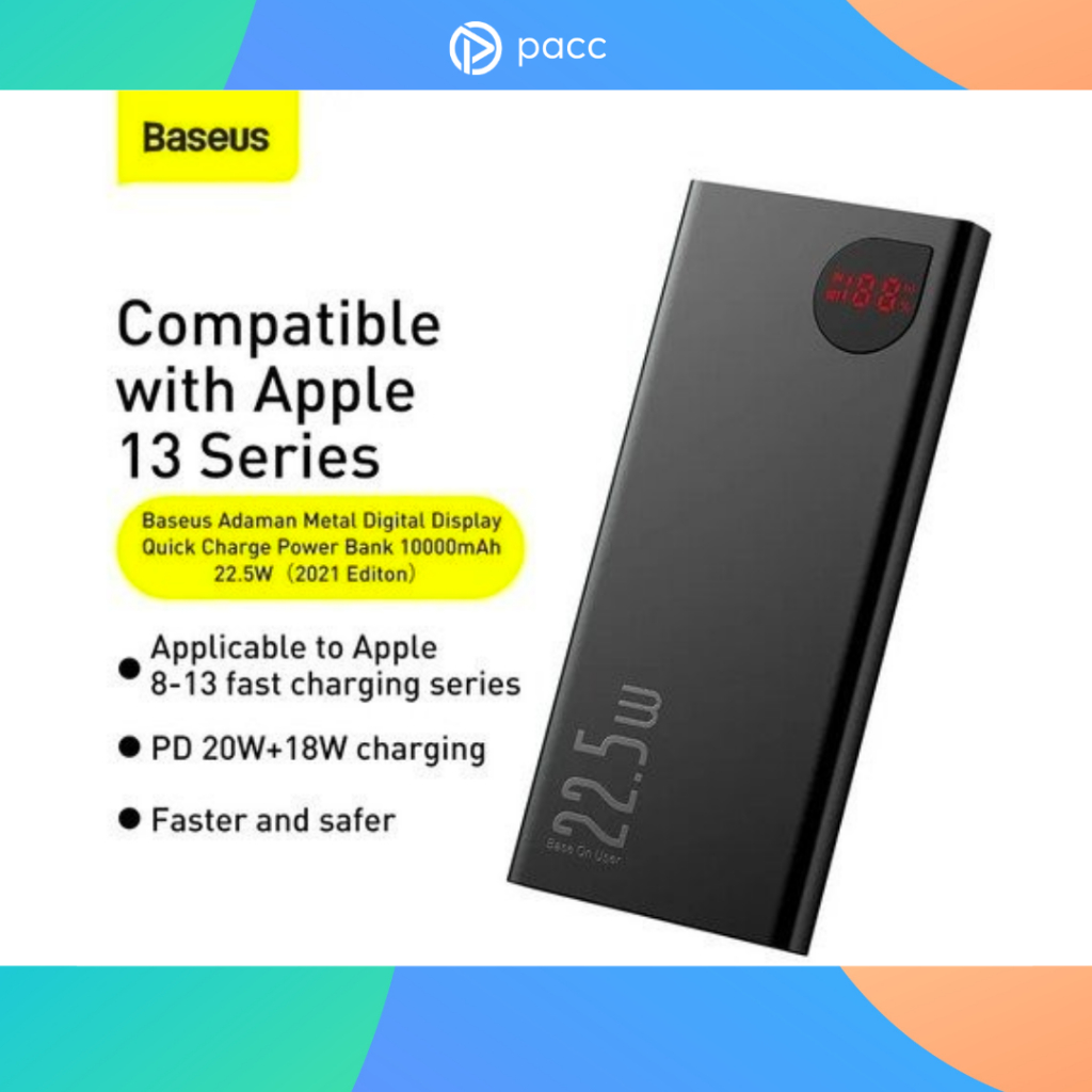 Powerbank Baseus Adaman Metal QC PB 10000 mAh 22.5W - black