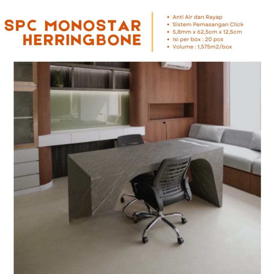SPC FLOORING - Lantai SPC MONOSTAR HERRINGBONE Tebal 5,8mm