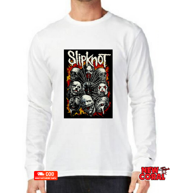 Baju Kaos Tshirt Band Music Slipknot Bahan Katun / Cotton Combed 30S Lengan Panjang  Kualitas Distro