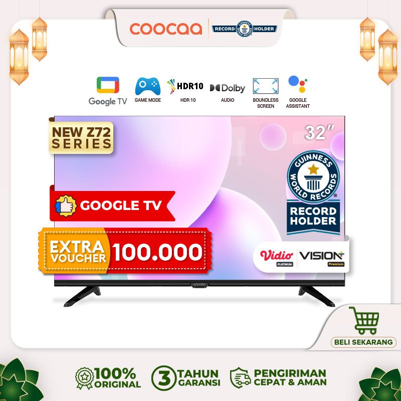 [Google TV] COOCAA 32 inch Smart TV - Digital TV - Netflix/Youtube - Google Assistant - Dolby Audio - Low Bule Light - Eye Care - WIFI - HDMI/USB/LAN(COOCAA 32Z72)