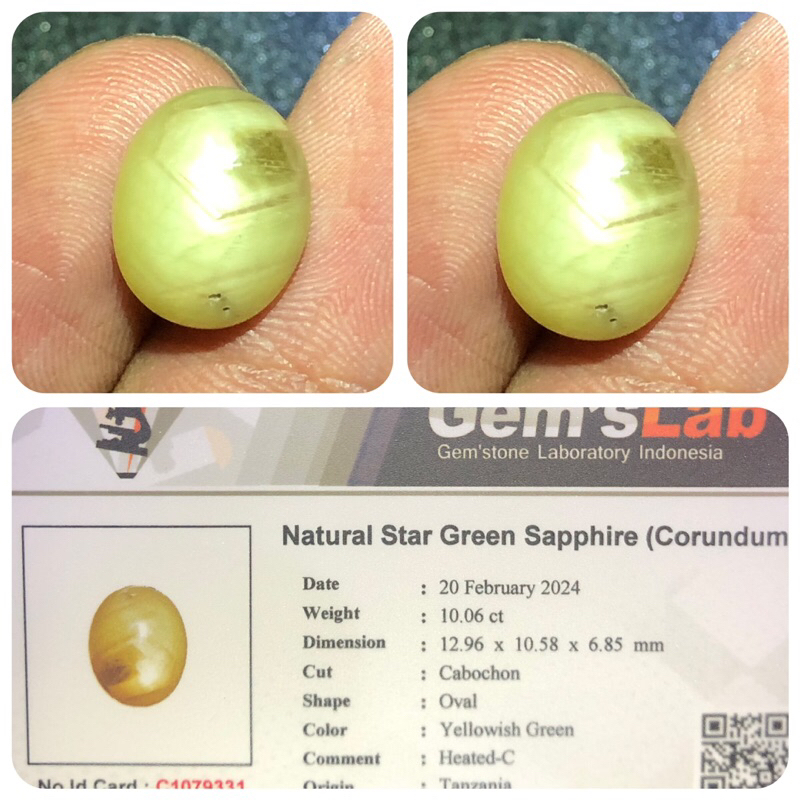 Natural green star saphire / batu alam / batu saphire tanzania