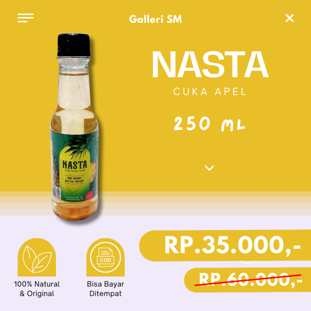 

Nasta Cuka Nanas Alami 250ml Asli Obat Jantung Kolesterol Pencernaan Original