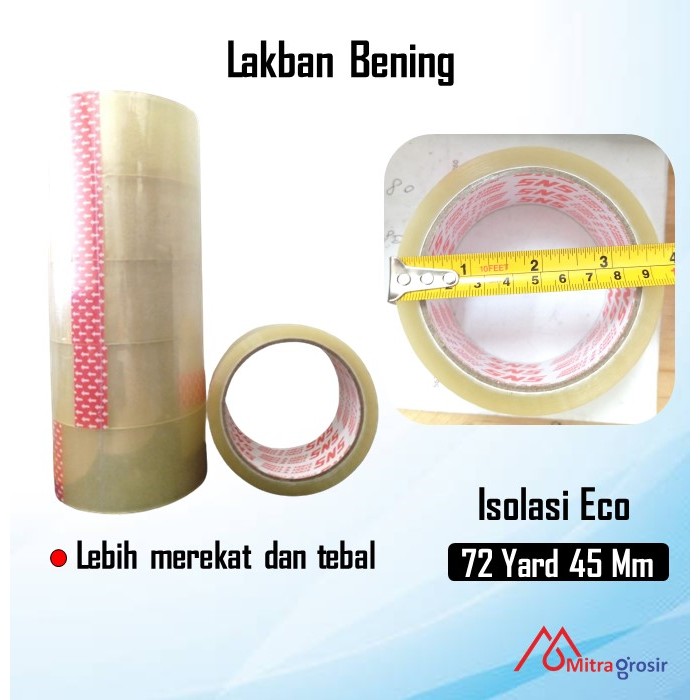 

Lakban / Selotip / Isolasi Transparan / Bening / Adhesive / Packing OPP Tape 45 mm