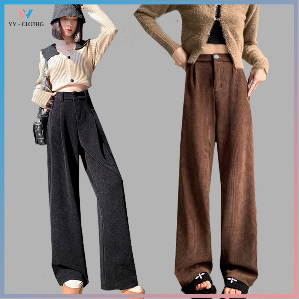 VV - Clothg Corduroy pants celana longgar Celana corduroy wanita/orduroy pants hitamc / coklat