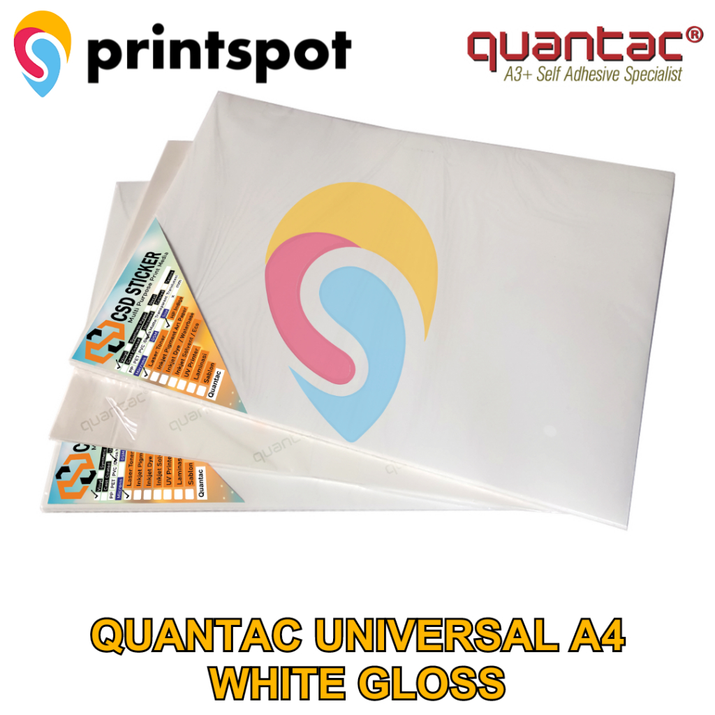 

QUANTAC UNIVERSAL Sticker Vinyl A4 Stiker Digital Print - REPACK 20