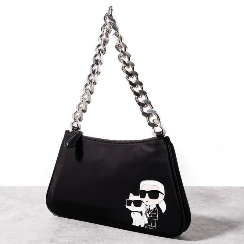 Karl Lagerfeld K/Ikonik 2.0 Nylon Small Shoulder Bag with Chain
