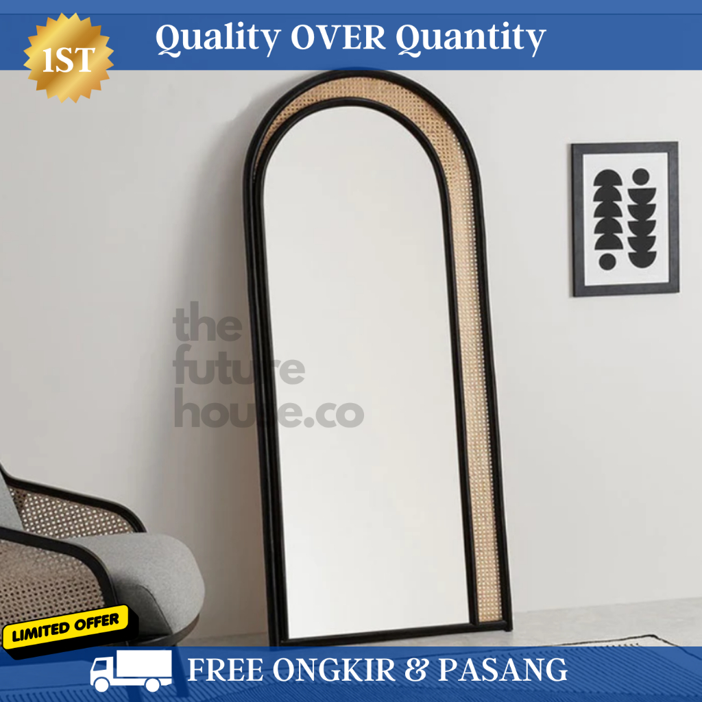 FREE ONGKIR JAWA ZIZI STANDING MIRROR CERMIN BADAN ROTAN CERMIN DINDING